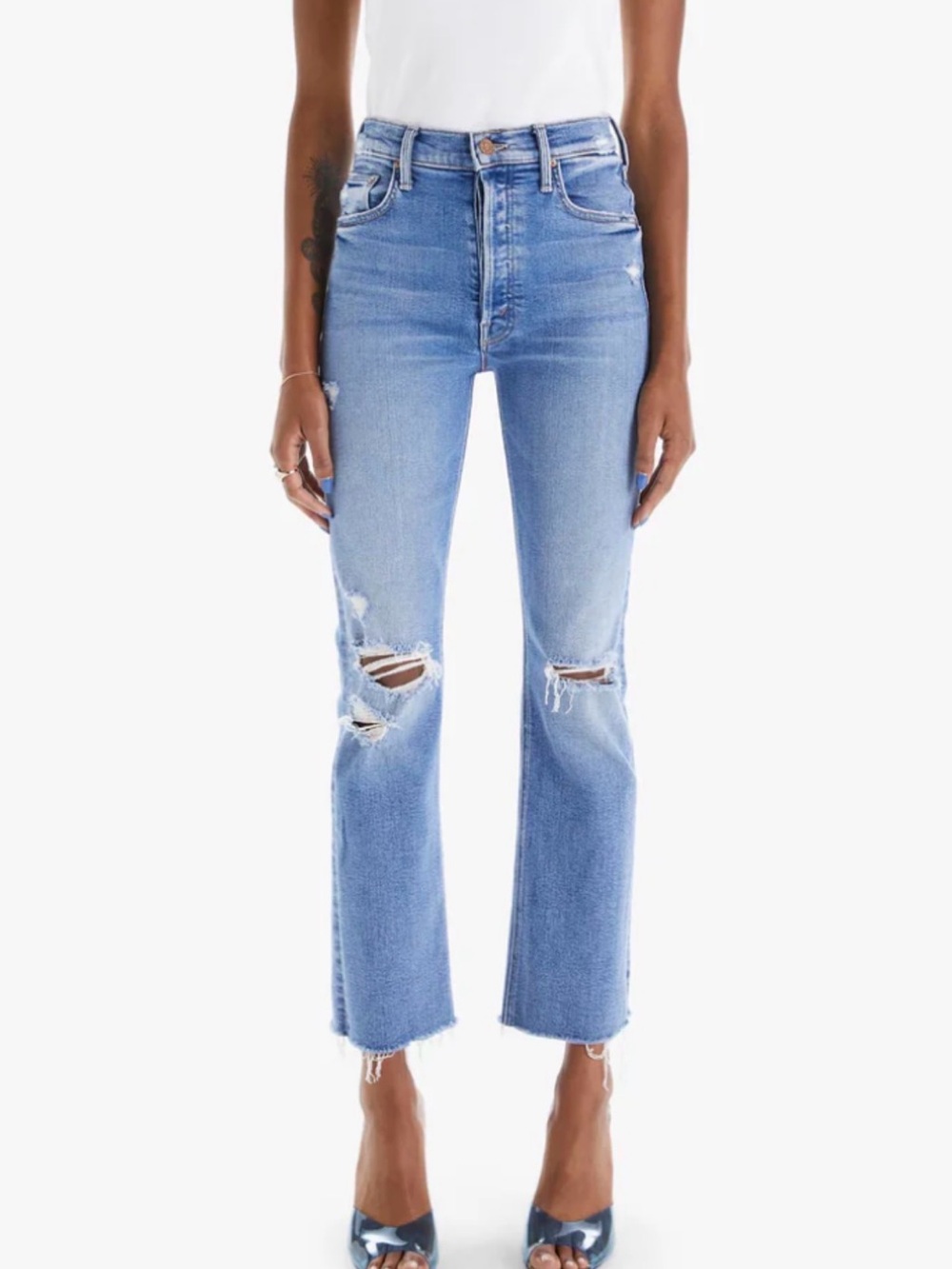 MOTHER Size 27 • The Tripper Ankle Fray Jeans Blue Play Like A Pirate Wash.